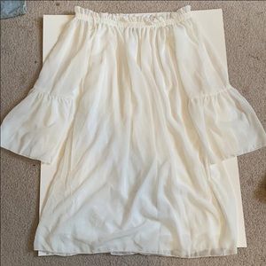 off the shoulder flowy white dress